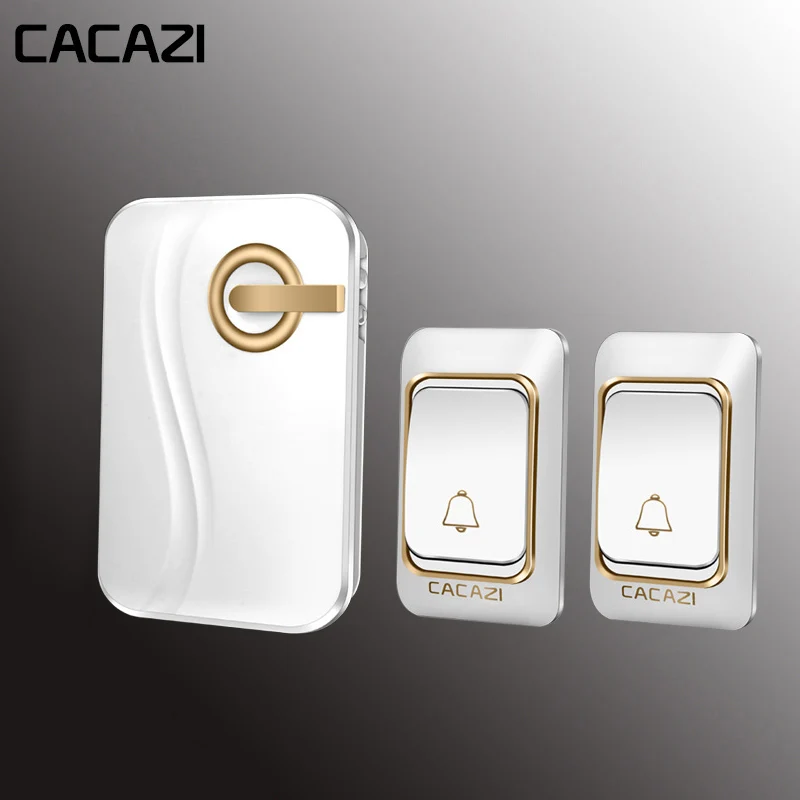 Cacazi, беспроводной дверной звонок постоянного тока на батарейках 200 м дистанционный водонепроницаемый 1 передатчик 1 приемник 36 Колец дверной звонок беспроводной звонок - Цвет: 2x1