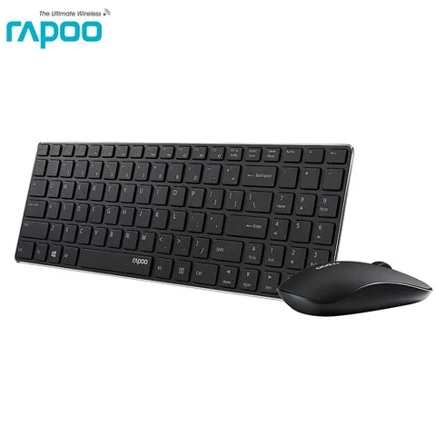 9300P Black Rapoo 9300P 4,9 мм Ультра тонкая портативная Бесшумная беспроводная клавиатура и мышь, русский покупатель с бесплатной русской наклейкой на клавиатуру - Цвет: 9300P Black