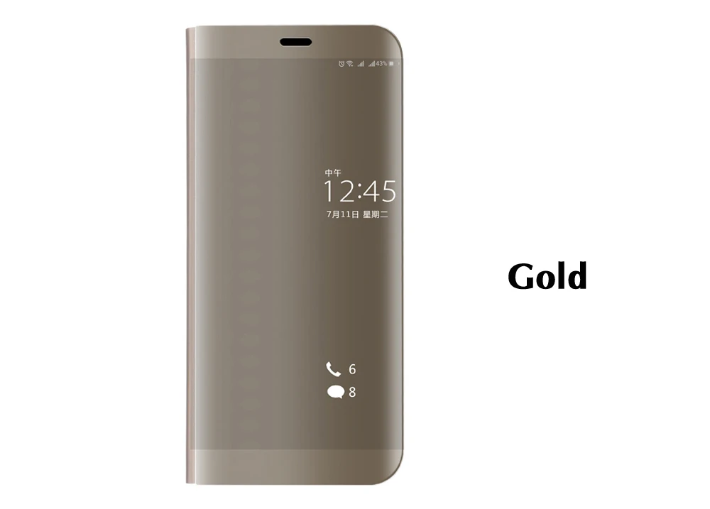 gold Чехол для huawei Honor View 10 20, умный флип-чехол, кожаный чехол для huawei Honor V20 V10, прозрачный зеркальный чехол с подставкой и держателем - Цвет: gold