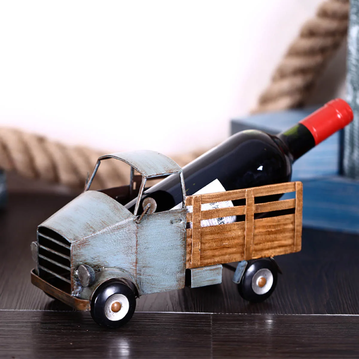 

Tooarts Pickup truck wine rack Wine shelf Metal Figurine Practical Figurine Home decoration Interior decoration Crafts