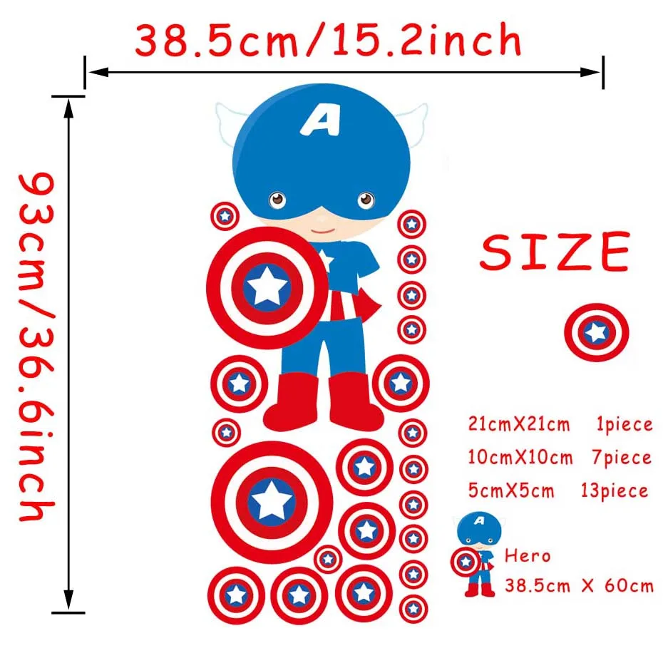 CS5508 Marvel Мстители Бэтмен наклейки на стену Капитан Америка наклейки на стену для детской комнаты мультфильм супер герой Настенный декор - Цвет: CS5508
