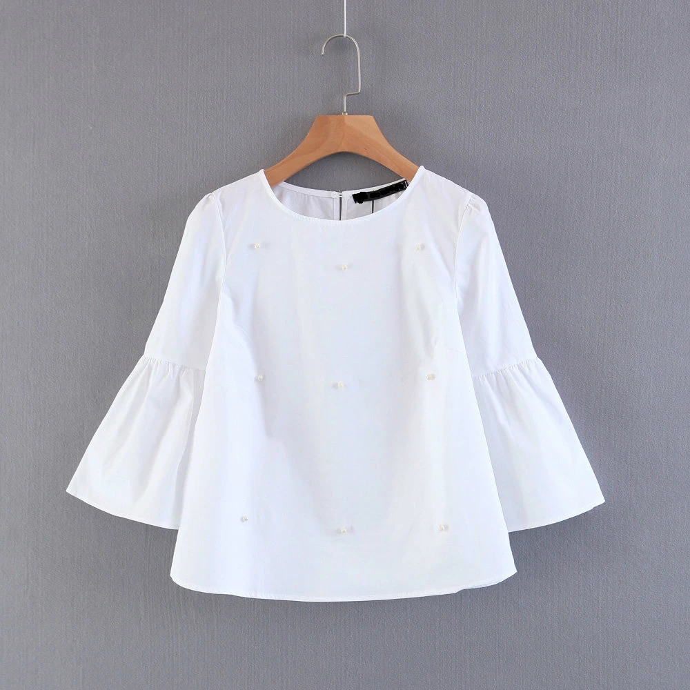 2018 для женщин в винтажном стиле со свободным рукавом и бусинами полосатая