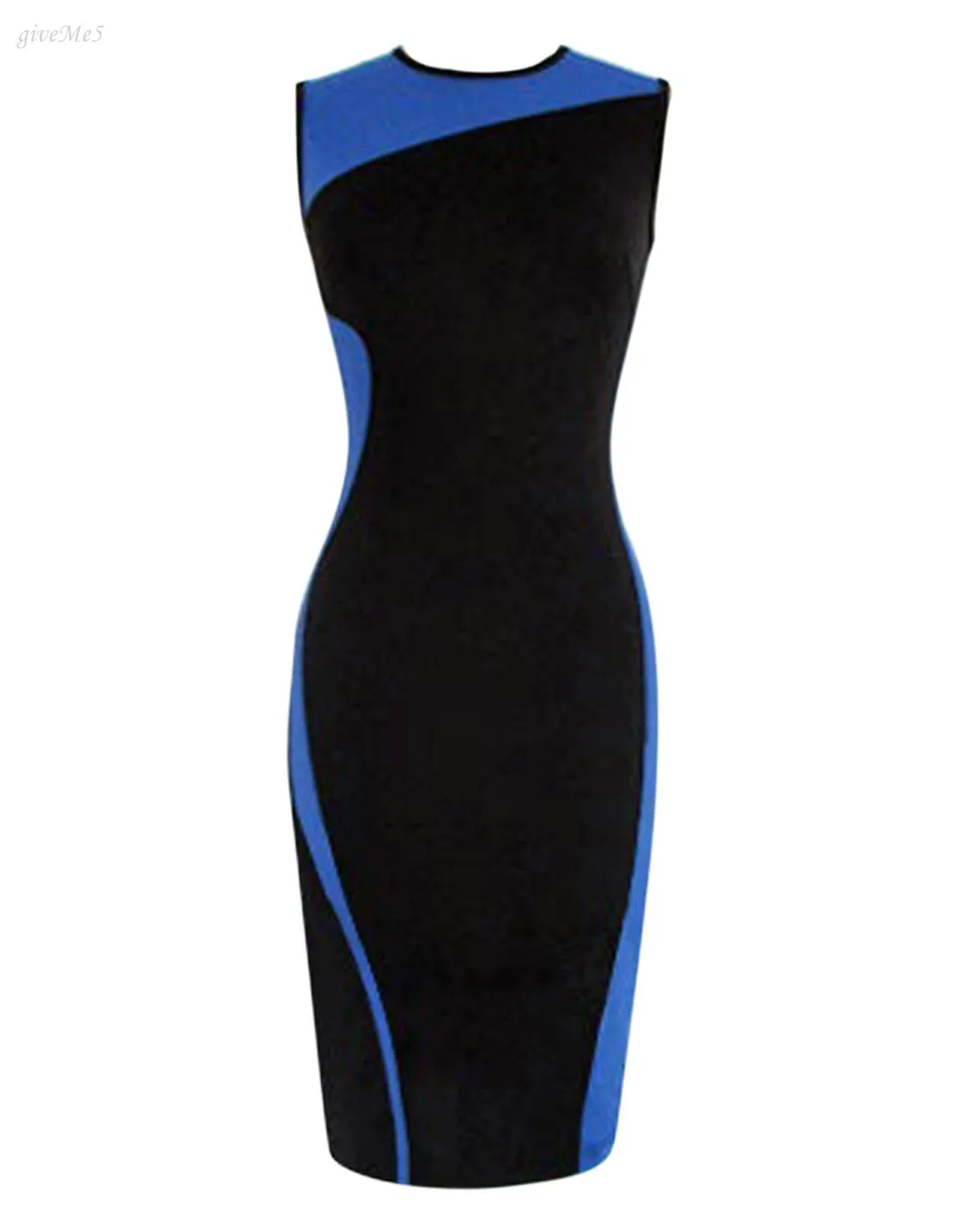 2014 Модное женское элегантное облегающее вечернее платье без рукавов с круглым