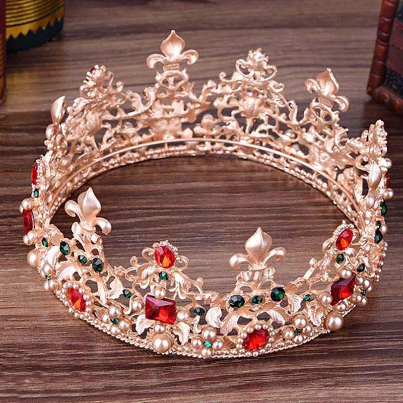 Женские роскошные винтажные круглые тиары короны в стиле барокко с жемчугом и