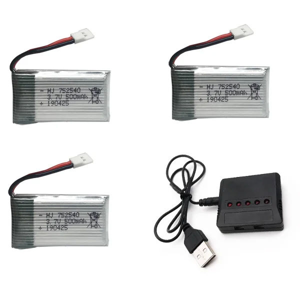 3,7 V 500 mAh Lipo аккумулятор с зарядным устройством для Syma X5C X5SW M68 Cheerson CX-30 H5C Квадрокоптер 3,7 V 500 mAh Li-po аккумулятор 752540 - Цвет: Красный