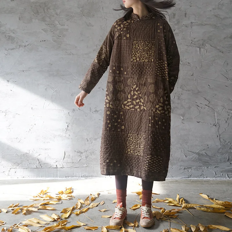 2019 новые весенние стенд с длинным рукавом платье женские одеяния цветочным