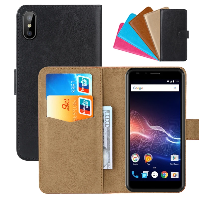 Роскошный чехол кошелек для Vertex Impress Click (NFC) Ретро флип из искусственной кожи