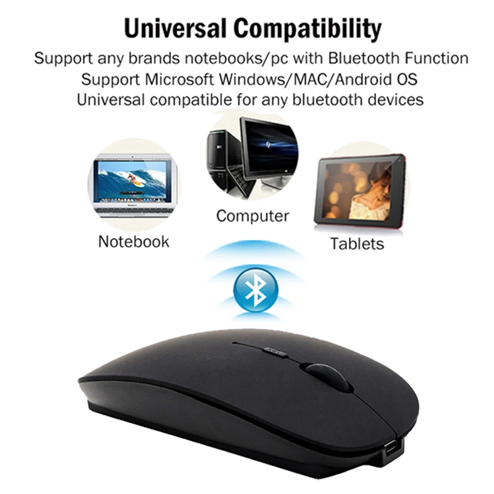 AZZOR V8 перезаряжаемая USB Bluetooth 3 0 Беспроводная мышь Бесшумная оптическая мини 2400 dpi