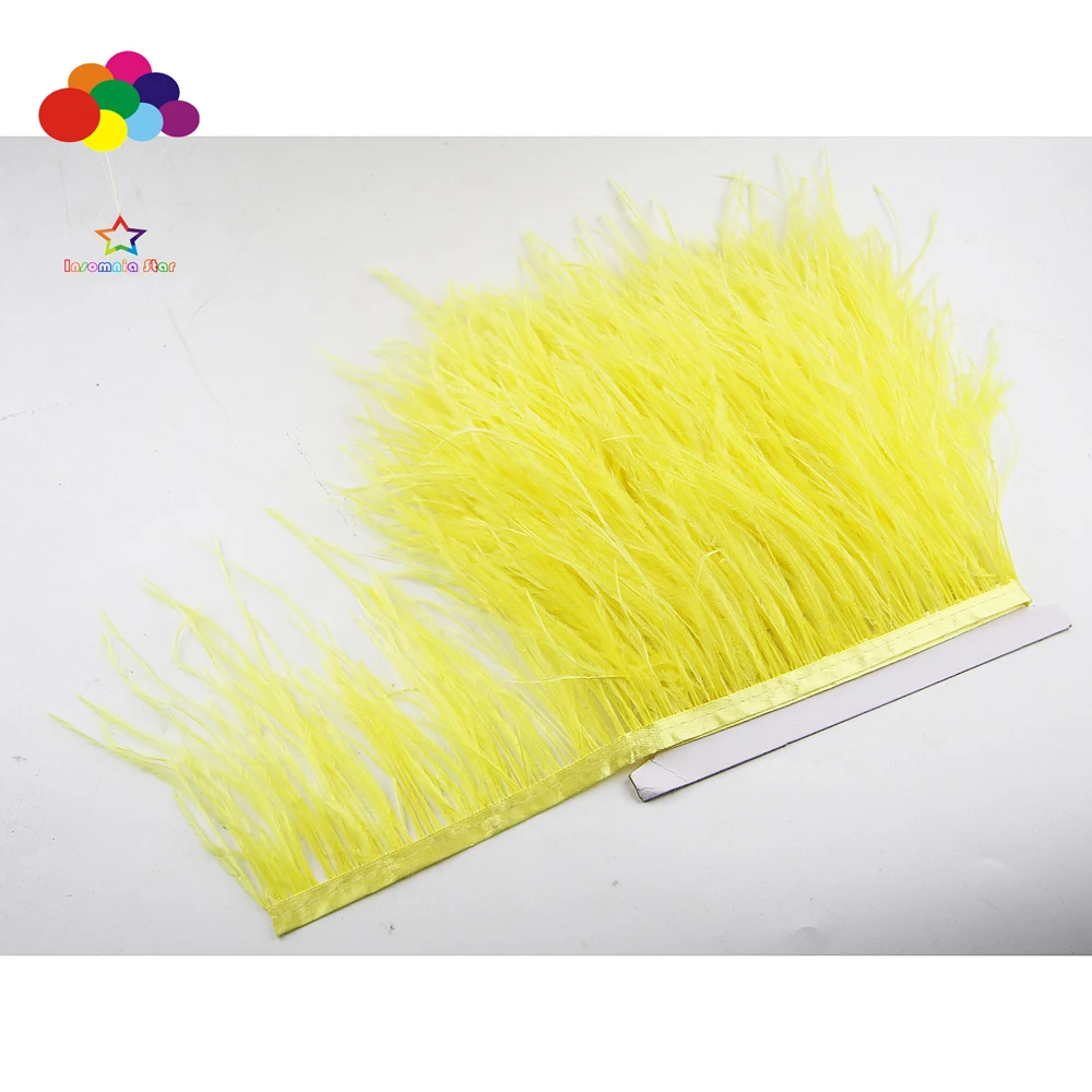 Красивая желтая лента Ostrich перьевая ткань Trims 5/10 6 дюймов/8 15 см для карнавала