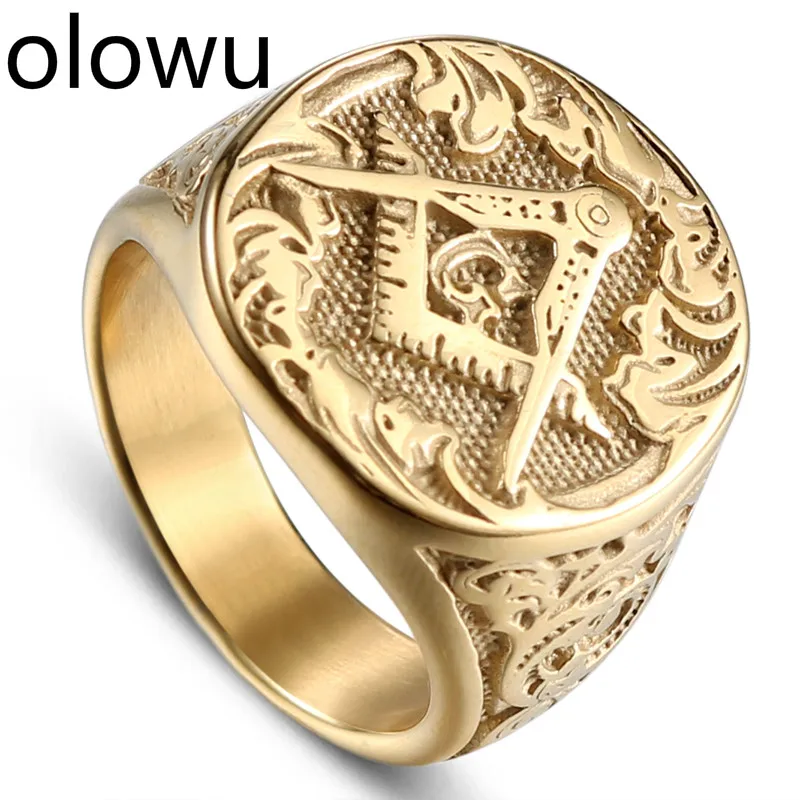 Мужское Винтажное кольцо olowu масон вольный каменщик масонские кольца в стиле
