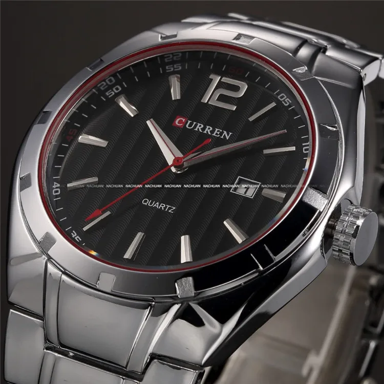 CURREN спортивные часы 2018 из стали мужские роскошные брендовые кварцевые Военные