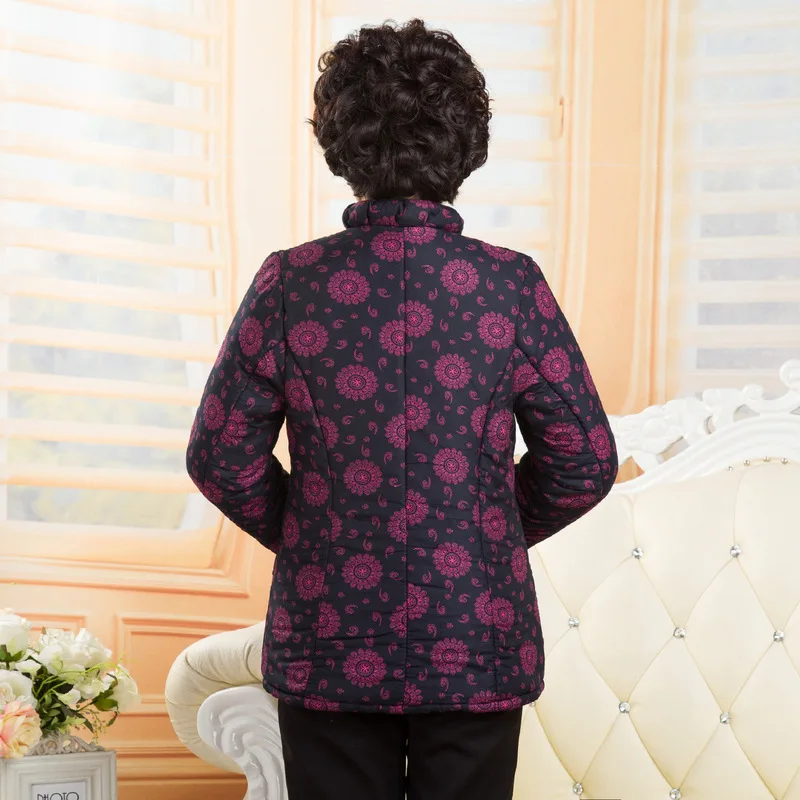 Winter jacket women's middle-aged cotton women's Chinese plus velvet thick printed women's cotton jacket 2019 new style