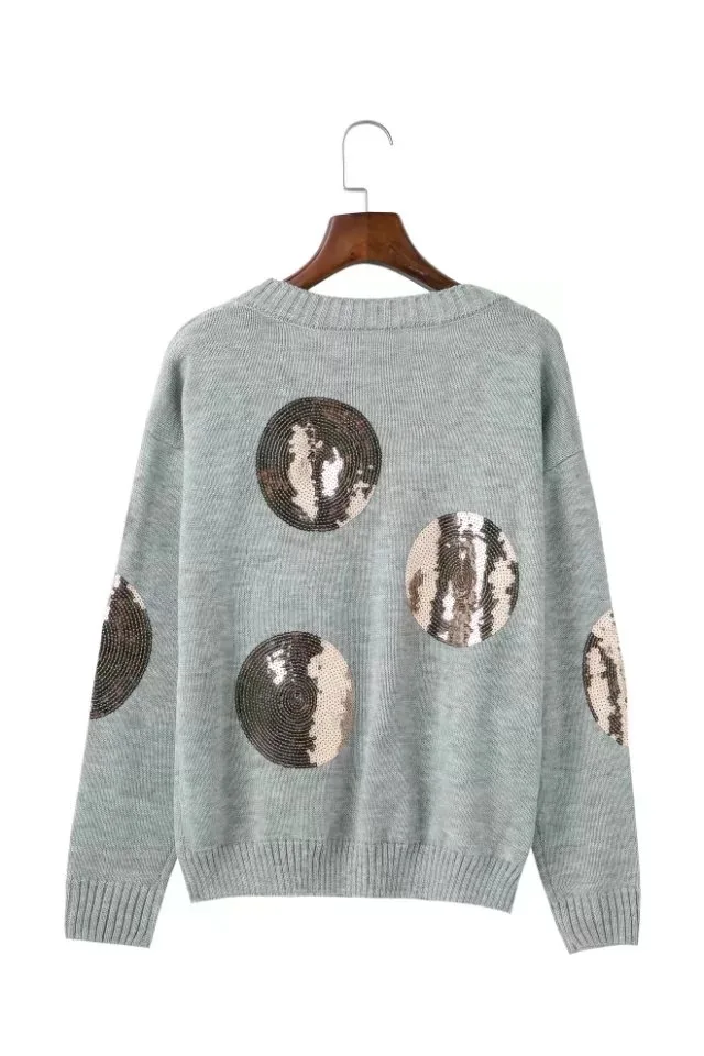 Новинка 2017 европейские женские зимние свитера в горошек с блестками круглым