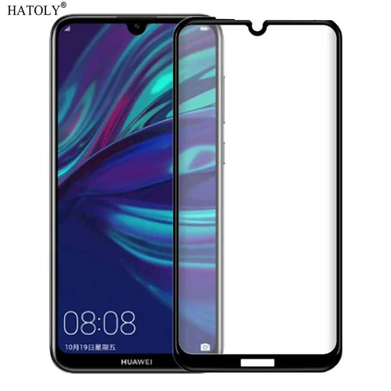 2 uds Protector de pantalla Huawei Enjoy 9 vidrio templado Huawei Enjoy 9 vidrio Huawei Enjoy 9 Cobertura completa de pegamento pel&iacute;cula de vidrio-0
