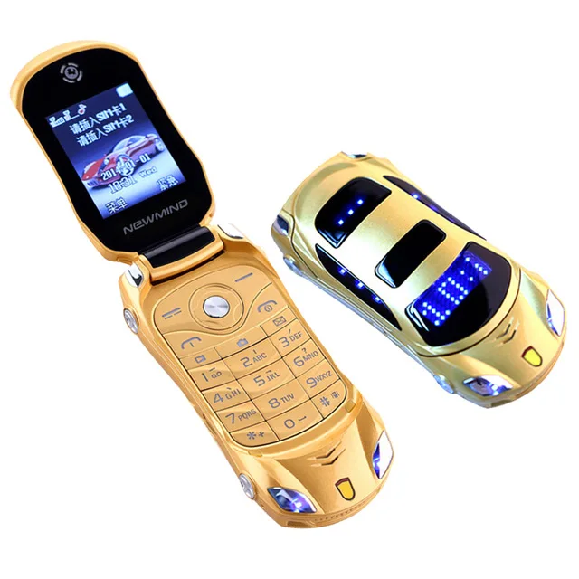 

Original Newmind F15 Unlocked Flip Phone Dual Sim Mini Sports Car Model Blue Lantern Bluetooth Mobile Cell Phone 2sim Celular