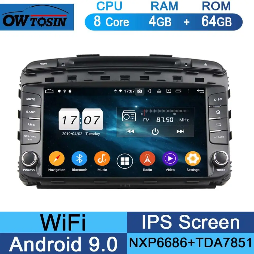 64G " ips 8 Core 4G ram+ 64G rom Android 9,0 автомобильный DVD радио мультимедиа gps Navi для Kia Sorento DSP CarPlay Parrot BT стерео - Цвет: 64G