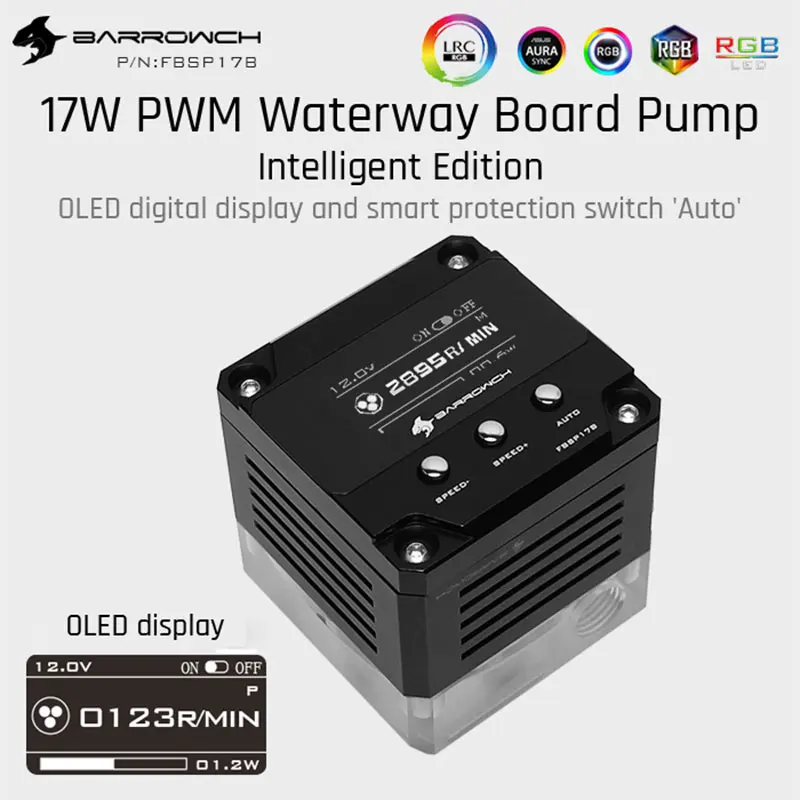 Умный водяной насос Barrowch FBSP17B T 17 Вт PWM цифровой дисплей OLED только для досок Barrow