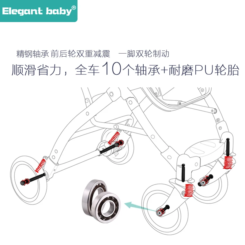 Net weight 5.5kg portable baby stroller one button fold can sit lie board the plane | Мать и ребенок