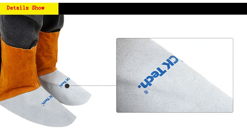 CK Tech. Welding Leather Shoes Cover Flame Resistant Anti-Heat Wear Resistant Workplace Welder's Foots Cowhide Protective Cover