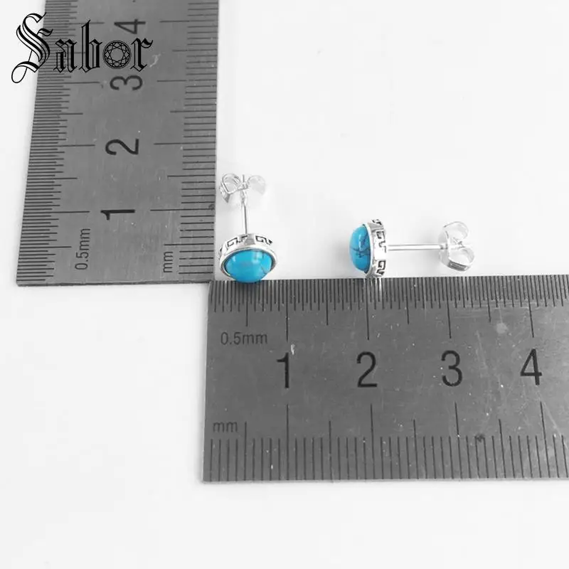 Серьги-гвоздики с синим камнем подарок для вечеринки женщин и мужчин