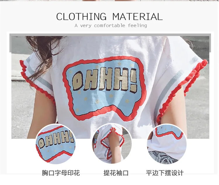 Комплекты одежды для маленьких девочек летние комплекты 2 шт. хлопковая футболка