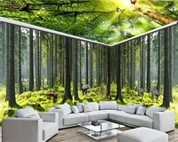 beibehang papel de parede custom wallpaper fresh natural forest big tree animal whole house background wall 3d wallpaper