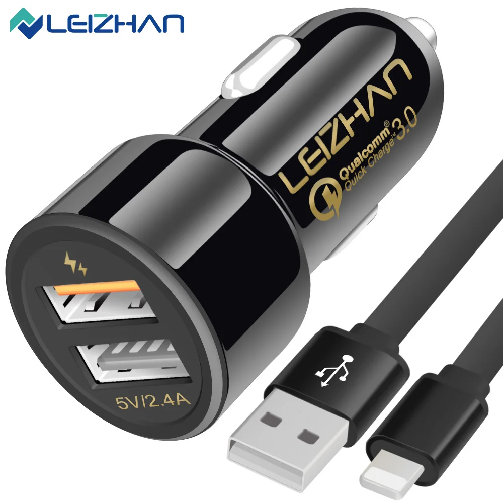 LEIZHAN автомобильное зарядное устройство для iphone x/8/7/6 s Plus/Samsung/Huawei/Xiaomi Adroid Smart Moblie
