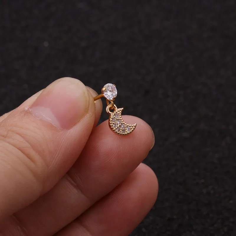 1 шт. Новые висячие хрящевая спираль серьга штанга нержавеющая сталь с подвеской