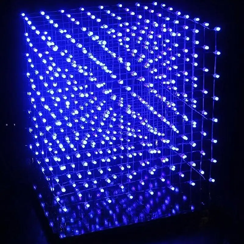 3D квадратный 8x8x8 светодиодный голубой свет квадратные MP3 музыкальный спектра PCB Усилитель низкой частоты