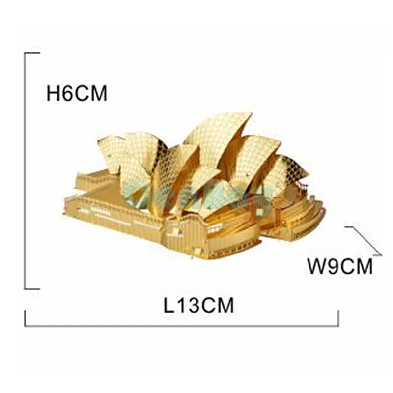 SYDNEY OPERA HOUSE PieceCool Золотой 3D металлический пазл собранная архитектурная модель Лобзики DIY знаменитая конструкция 3D модели для детей игрушки и подарок - Цвет: SYDNEY OPERA HOUSE