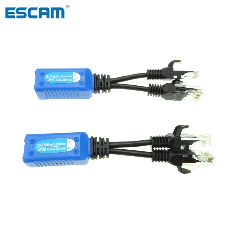 

ESCAM 1pair RJ45 splitter combiner uPOE cable, two POE camera use one net cable POE Adapter Cable Connectors Passive Power Cable