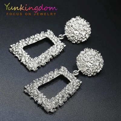 DXez70S Yunkingdom новые модные ювелирные изделия геометрические висячие серьги для женщин Серебряные/Золотые массивные длинные серьги - Окраска металла: DXez70S