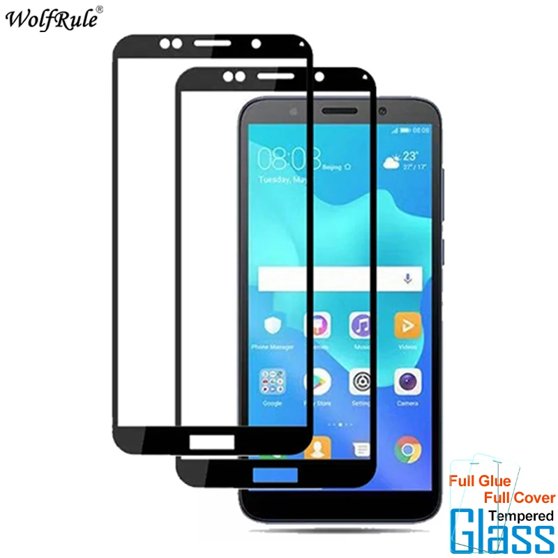2 uds para vidrio Huawei Y5 Lite 2018 Protector de pantalla cubierta de pegamento completo vidrio templado para Huawei Y5 Lite 2018 pel&iacute;cula de vidrio para tel&eacute;fono-0