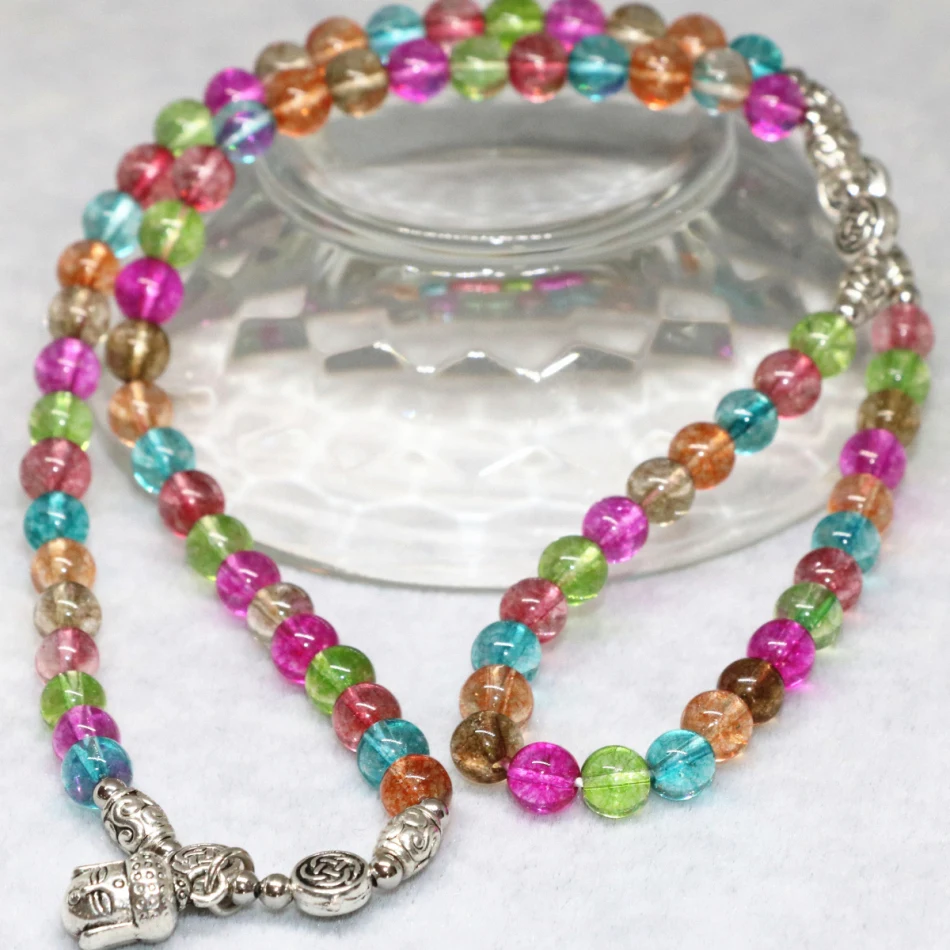 Многослойные Длинные эластичные браслеты из искусственного турмалина 6 мм |