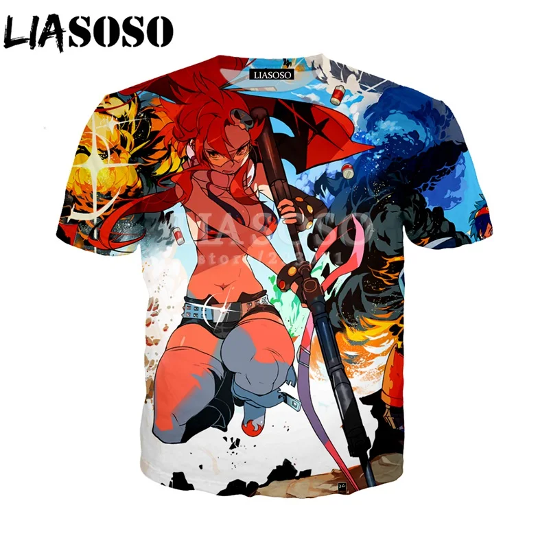 LIASOSO Новая модная мужская и женская футболка с коротким рукавом 3D принтом аниме