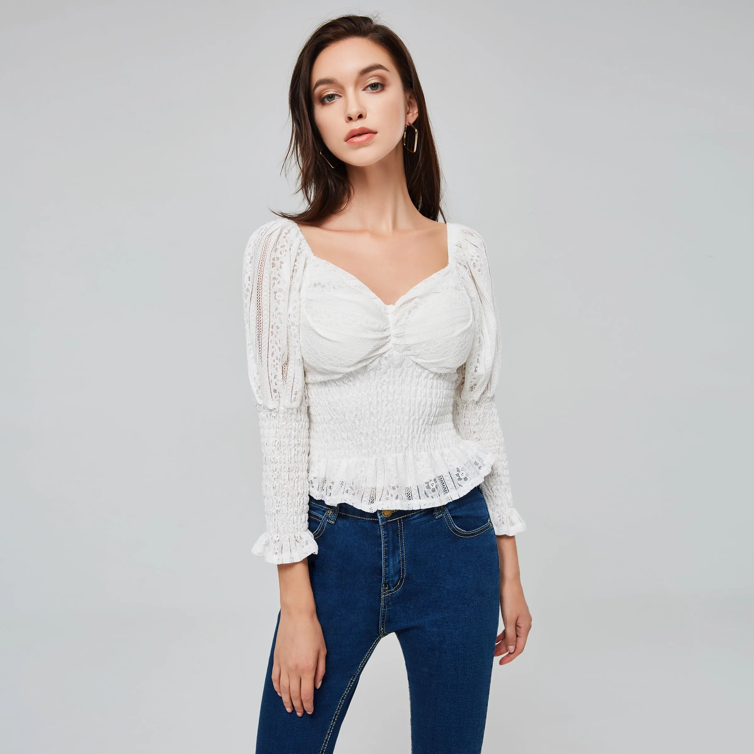 Рябить Фея белые рубашки для девочек осень 2018 Талия похудения сплошной черный