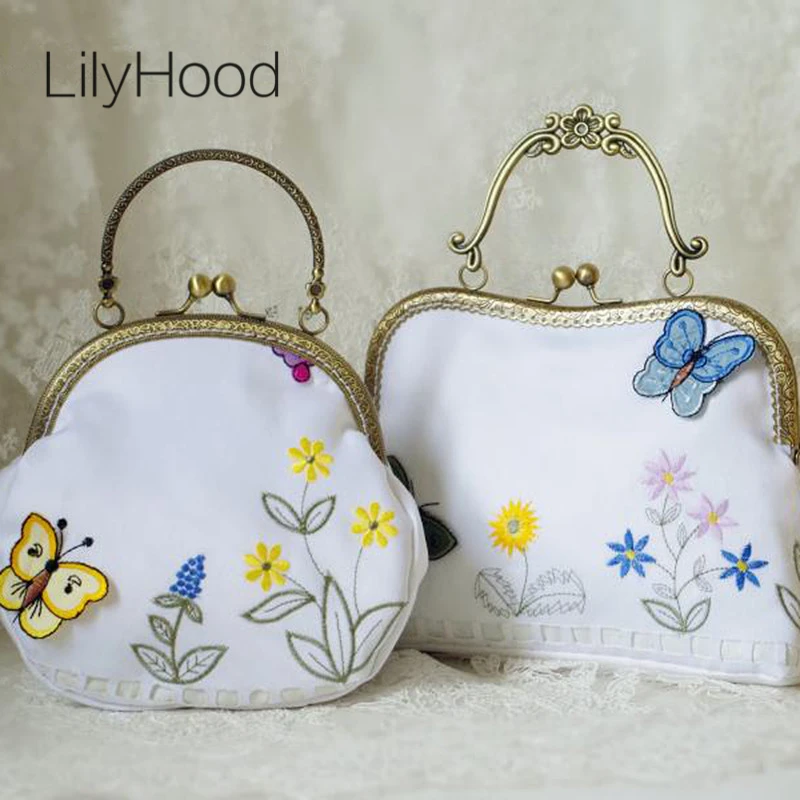 LilyHood 2017 Женская сумочка ручной работы с цветочной вышивкой белая хлопковая рамка
