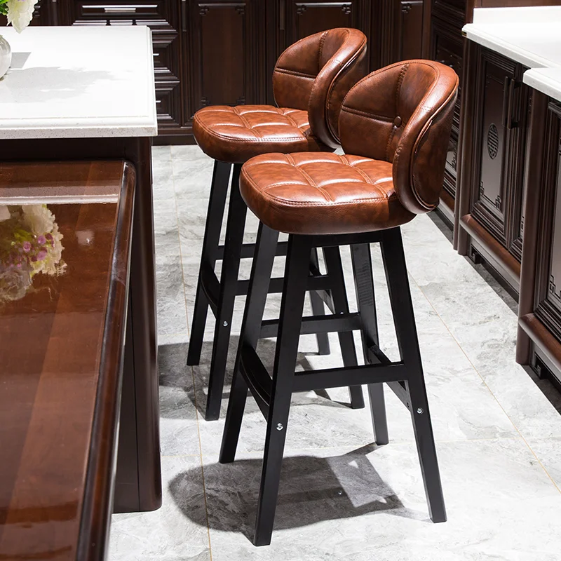 Барный стул современный минималистичный барный из твердой древесины