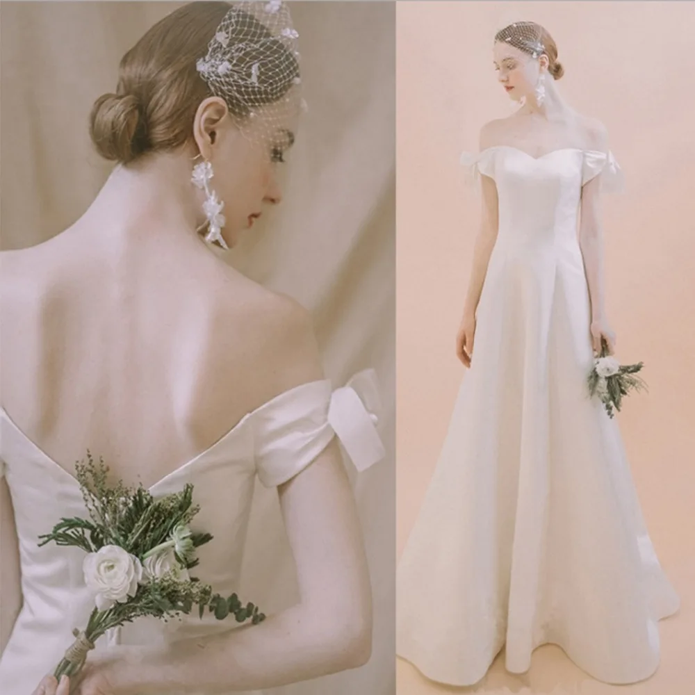 ANTI Boho Wedding Dress 2019 Sexy Backless A-Line Beach Bride with Satin Off The Shoulder Vestidos de noiva Bridal Gowns | Свадьбы и