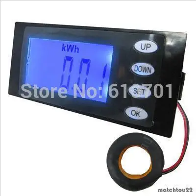 Фото Цифровой ЖК-AC80-260V с голубой подсветкой 100A 50/60 Гц 5в1 измеритель мощности Цифровой ЖК-AC80-260V с голубой подсветкой 100A 50/60 Гц 5в1 измеритель мощности