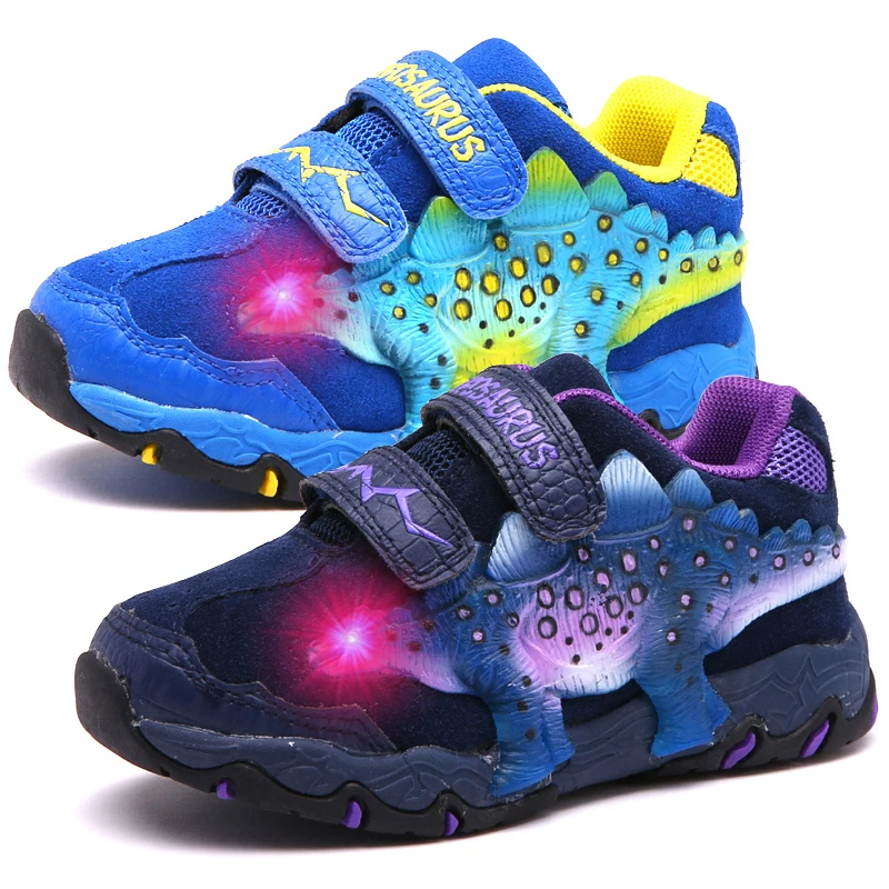 Кроссовки для мальчиков DINOSOLES детские кроссовки с подсветкой 3D динозавром