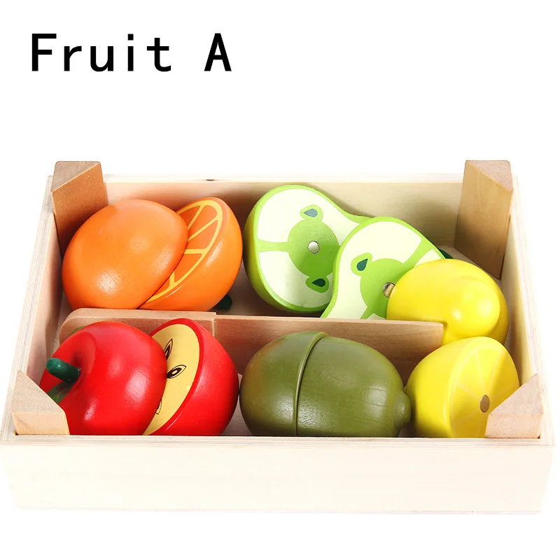 Fruit A Деревянные детские игрушки, клубника, имитация фруктов, овощей, набор деревянных игрушек для детей, детские кухонные игрушки, развивающий подарок - Цвет: Fruit A