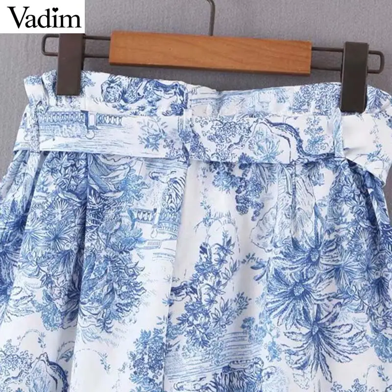 Vadim женские шорты с национальным принтом галстук-бабочка пояса молния карманы