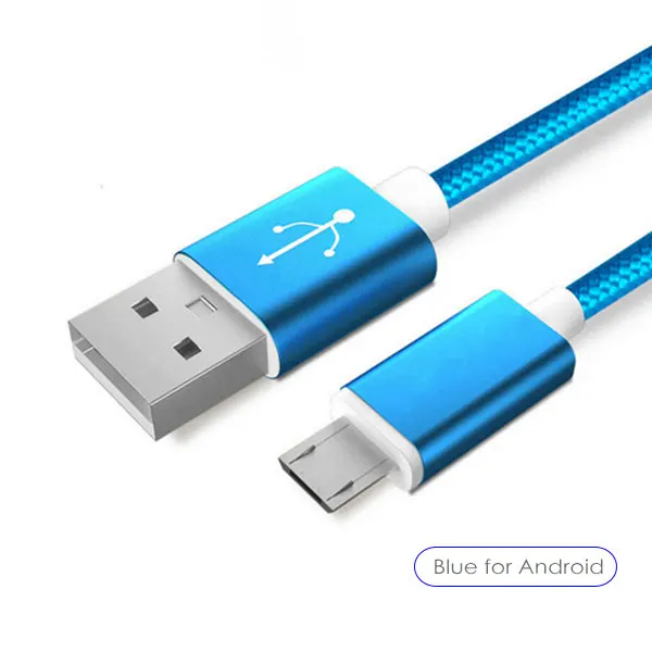 Blue SUPTEC Кабель Micro-USB 5V 2.4A USB кабель с нейлоновой оплеткой, ВЫСОКАЯ ЧЁТКОСТЬ, быстро заряжающийся мобильный телефон кабель зарядного устройства микро-usb для samsung A7/xiaomi/LG/huawei - Цвет: Blue