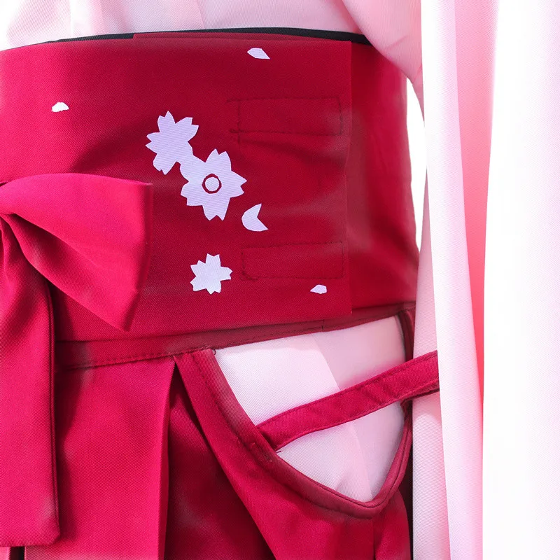 

Sakura Saber Kimono Okita Souji Kendo Costume Fate Grand Order FGO Cosplay Japanese Anime Cosplay Red Costume Full Set Halloween