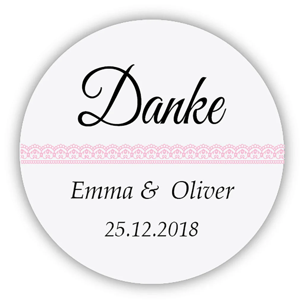 

DouxArt 100 Pieces Custom Personalized, Danke Wedding Stickers, 40mm Colorful Wedding Party Communion Gift Box Labels P085