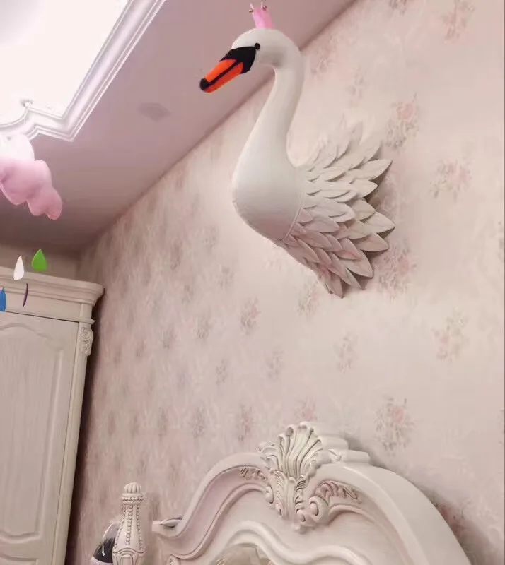 3D Лебедь, украшение на стену, голова животного, игрушки для детей, детская комната, настенное украшение, ручная работа, лебедь, мягкая кукла, подарок на день рождения, свадьбу