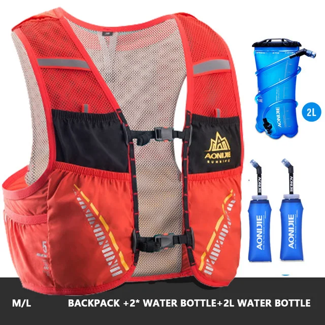 ML set 2 AONIJIE 5L Trail гидратационный жилет, рюкзак для пеших прогулок, велоспорта, кемпинга, марафона, рюкзак, сумка для бега - Цвет: ML set 2