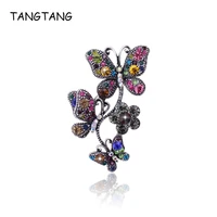 tangtang woman brooch butterfly pin clips for scarf brooches with stones christmas jewelry luxury crystal vintage brooch pin
