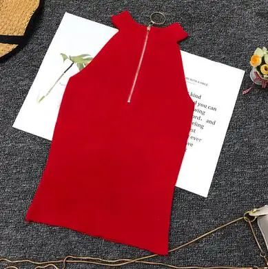 75069red blouse Woherb шикарная Сексуальная однотонная Корейская женская блузка с открытыми плечами, короткие рубашки без рукавов, новинка, модные вязаные Блузы 75069 - Цвет: 75069red blouse